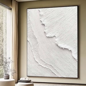 art de la vague de l'océan, art de la texture blanche, art du plâtre blanc, art de la vague blanche, art abstrait blanc, art de la toile blanche, art minimaliste, art mural texture 3D