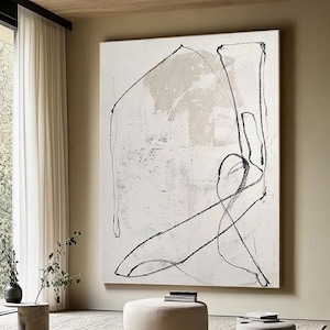 Original Large Beige Abstract Painting, 3D Beige Textured Painting, Nordic Minimalist Beige Painting, Boho Painting, Beige Canvas Wall Art