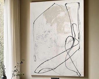Original Large Beige Abstract Painting, 3D Beige Textured Painting, Nordic Minimalist Beige Painting, Boho Painting, Beige Canvas Wall Art