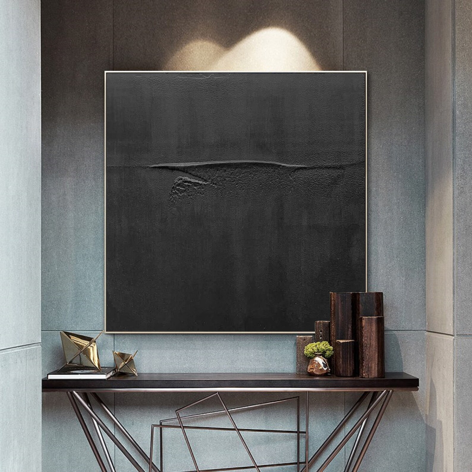 Black Canvas Wall Art Black Abstract Art Black Wall Art Black Etsy