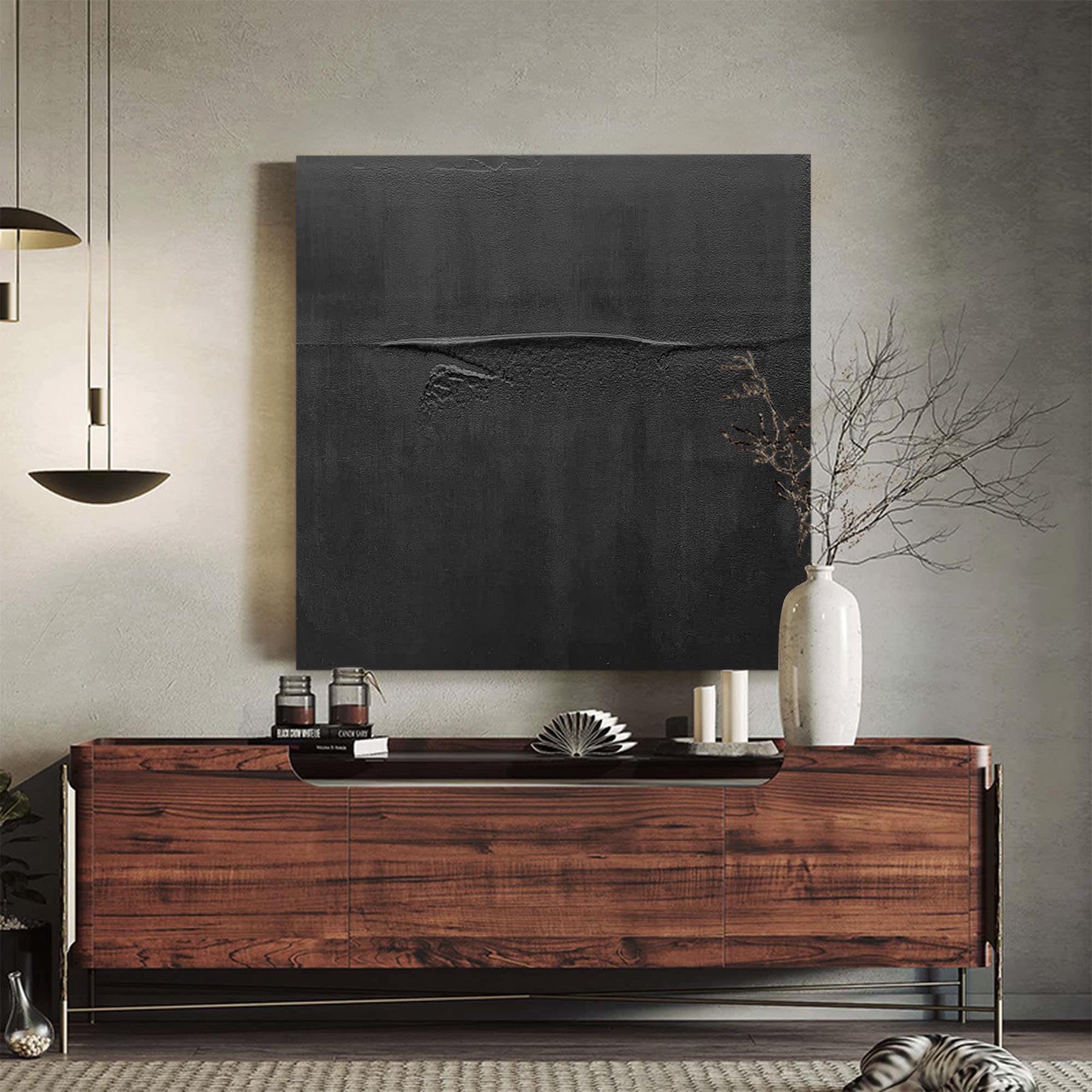Black Canvas Wall Art Black Abstract Art Black Wall Art Black - Etsy