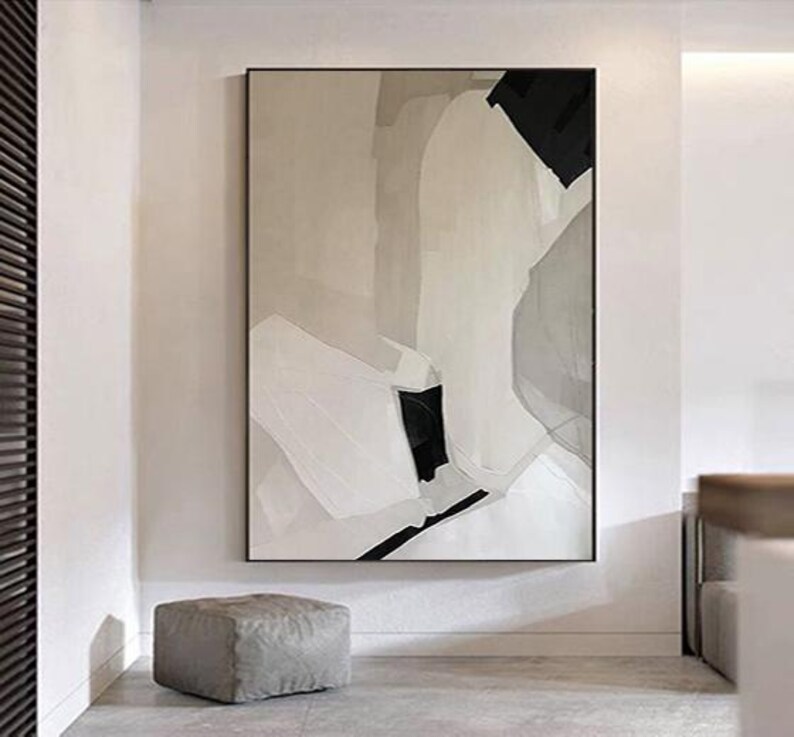 Large Beige Abstract Painting, Minimalism, Beige Canvas Painting, Beige