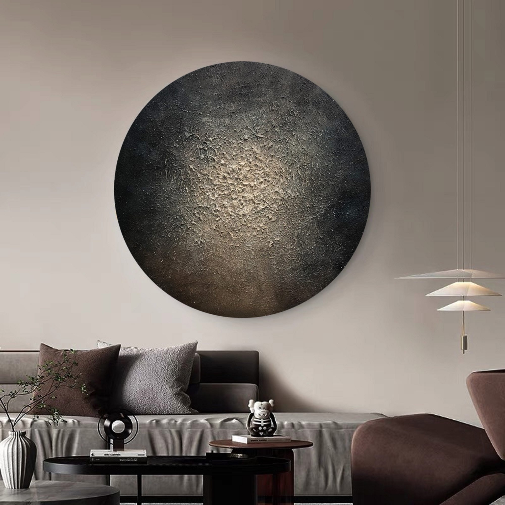Circle Black Abstract Art Black 3d Wall Art Black Wall Art Etsy