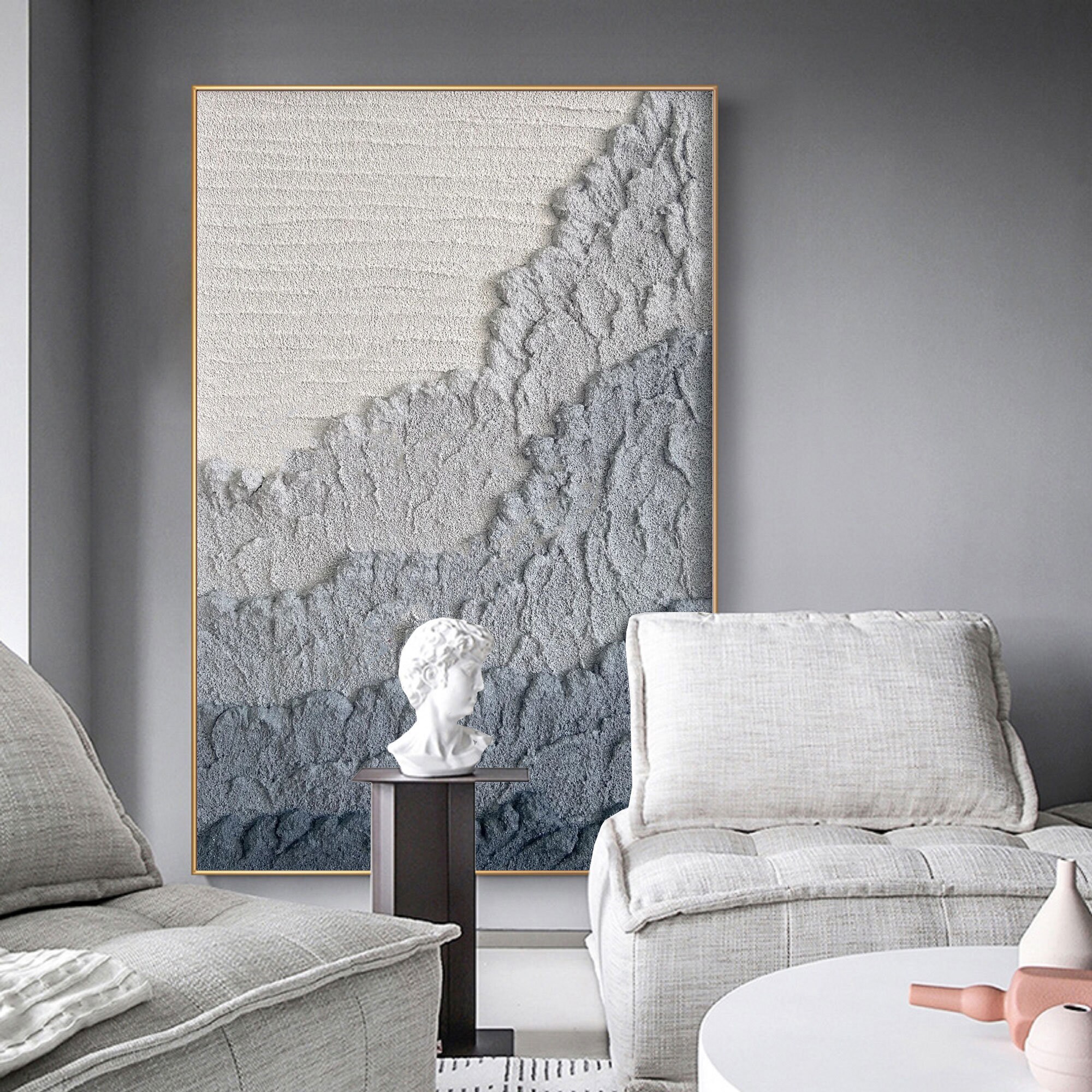 Blue and White Textured Wall Art Blue and White Abstract Art - Etsy