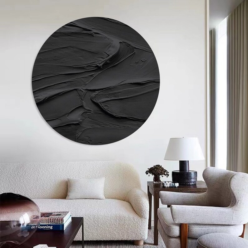 Circle Black Abstract Art Black 3d Wall Art Black Wall Art Etsy