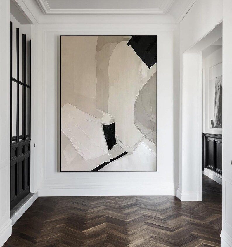 Large Beige Abstract Painting, Minimalism, Beige Canvas Painting, Beige