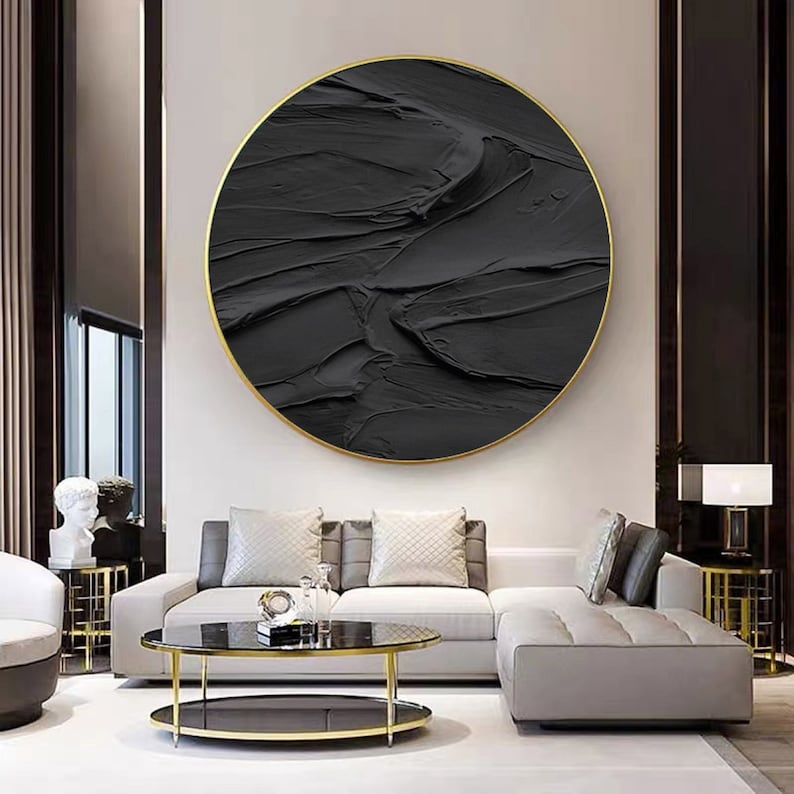 Circle Black Abstract Art Black 3d Wall Art Black Wall Art Etsy