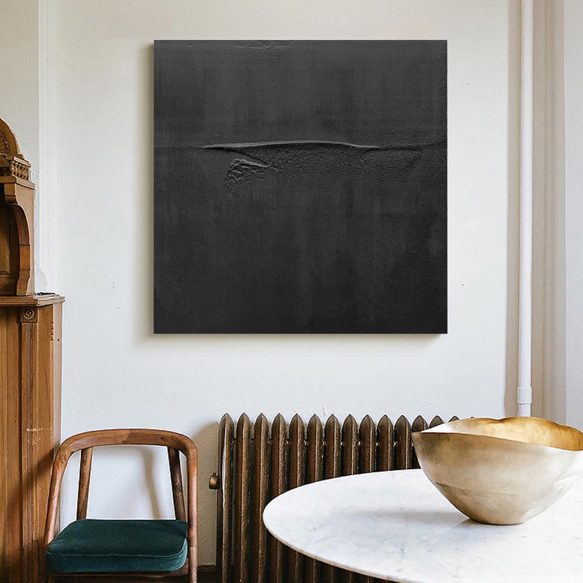 Black Canvas Wall Art Black Abstract Art Black Wall Art Black Etsy