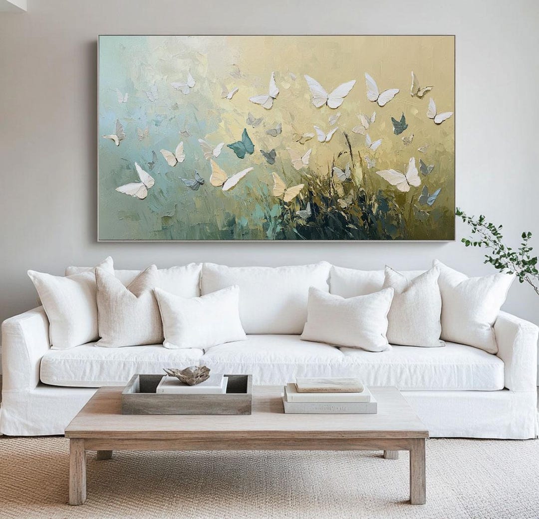 Large Butterfly Wall Art, Green Art, Landscape Art, Animal Art, Flying ...