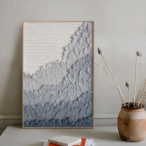 Blue and White Textured Wall Art Blue and White Abstract Art Etsy