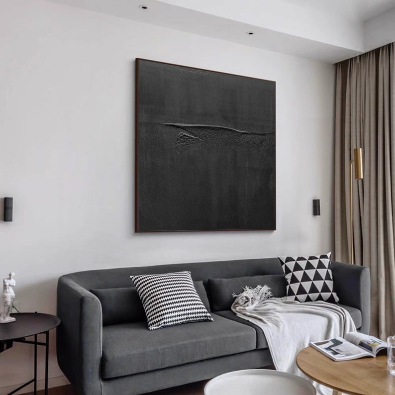 Black Canvas Wall Art Black Abstract Art Black Wall Art Black Etsy