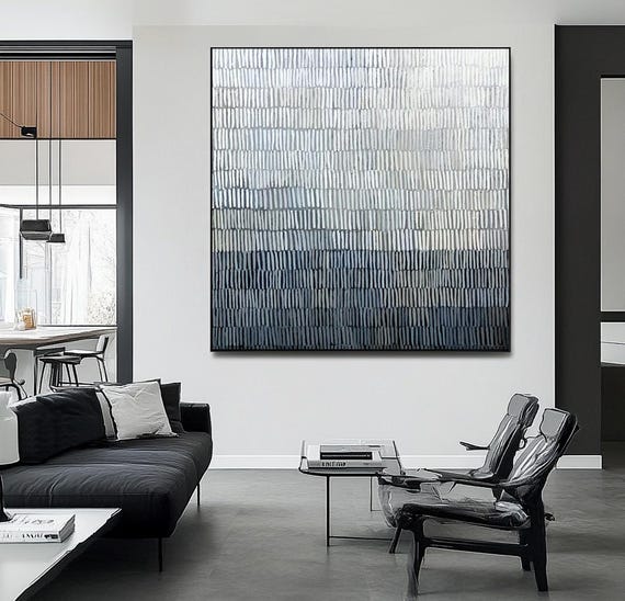 Large-scale gradient blue abstract art wabi-sabi, minimalist art, 3D texture painting