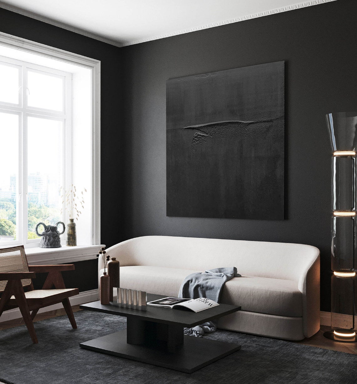 Black Canvas Wall Art Black Abstract Art Black Wall Art Black - Etsy