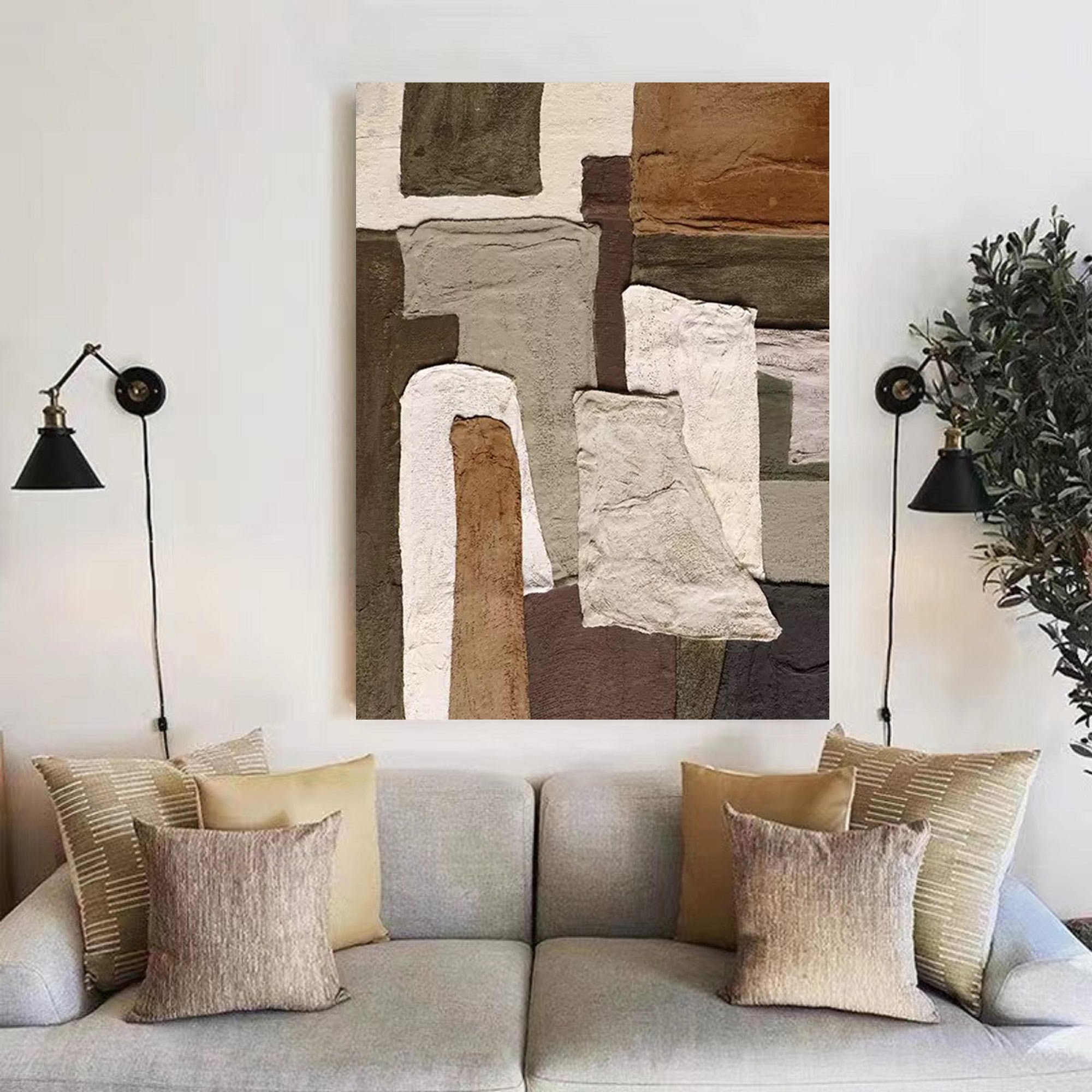 Brown Canvas Abstract Painting Brown Canvas Wall Art Brown Etsy