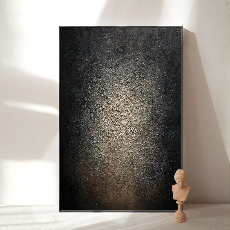 Large Black Abstract Painting Black and Gold Wall Art Gold Etsy