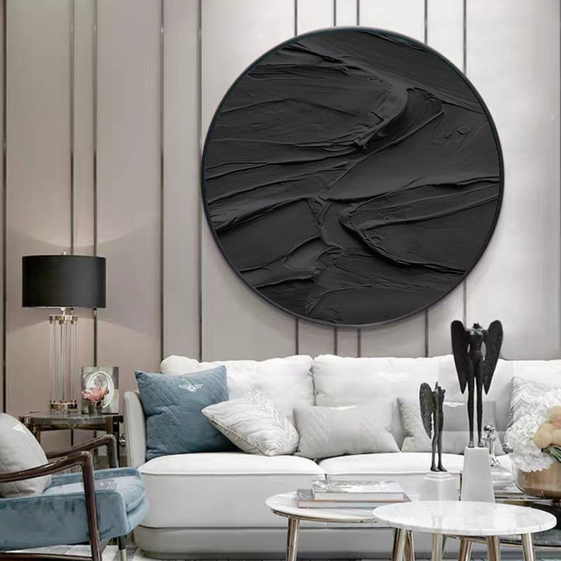 Circle Black Abstract Art Black 3d Wall Art Black Wall Art Etsy
