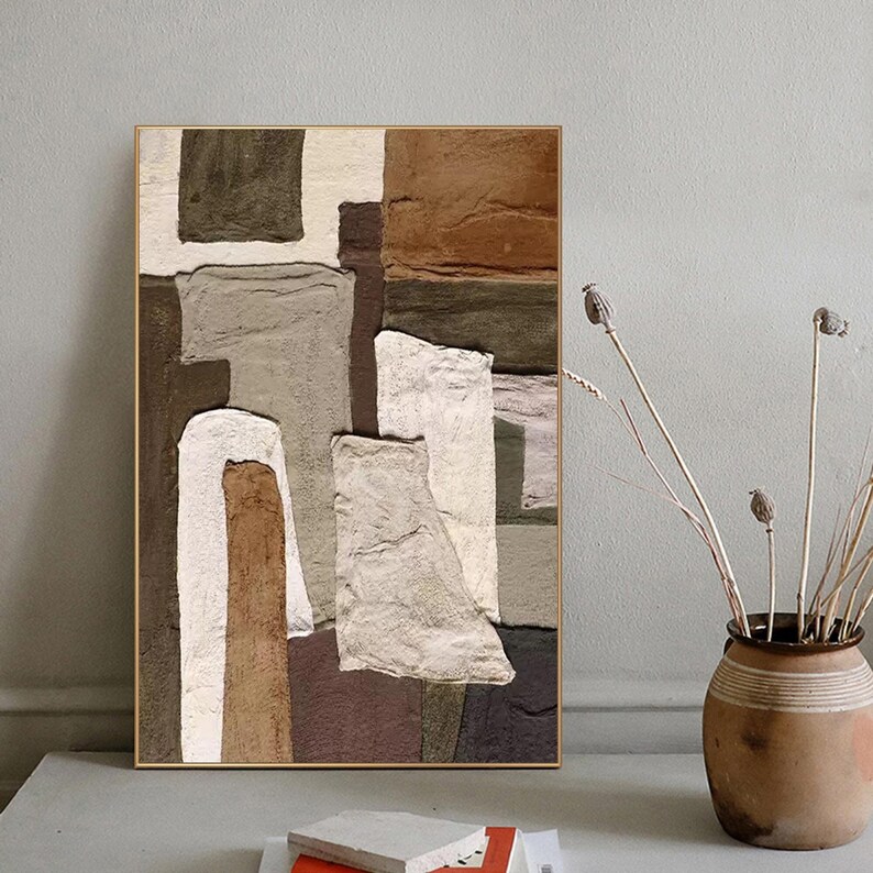 Brown Canvas Abstract Painting Brown Canvas Wall Art Brown Etsy