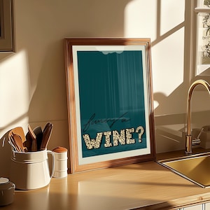 Fancy a Wine? Typography print, Kitchen wall art, Gallery Wall Art, Typography poster, Leopard Print, Wine, Bold Type Print, Word Print,