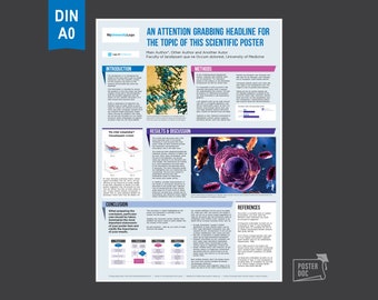 Plantilla de PowerPoint para póster científico - Póster académico - Plantilla de póster científico - Plantilla de póster para PowerPoint