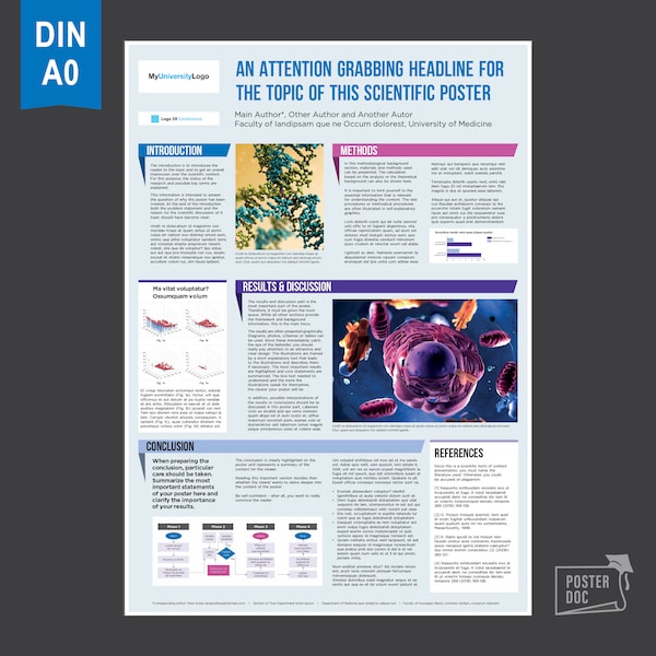 Modèle PowerPoint d’affiche scientifique - Affiche académique - Modèle d’affiche scientifique - Modèle d’affiche Powerpoint