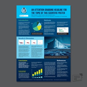 Wissenschaftliches Poster PowerPoint Template - Akademisches Poster - Wissenschaftliches Plakat Vorlage - DIN A0 dunkelblau/blau