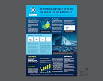 Plantilla de PowerPoint para póster científico - Póster académico - Plantilla de póster científico - DIN A0 azul oscuro/azul