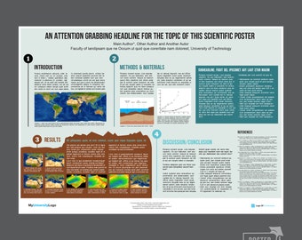 Plantilla de PowerPoint para póster científico DIN A0 - Plantilla de póster académico en formato horizontal