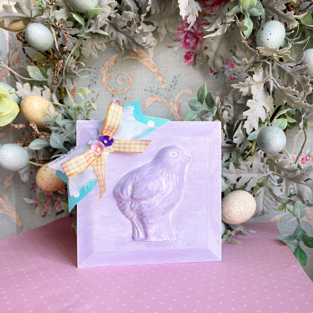 Lavender Vintage Style Kitsch Easter Chick Wood Display From Antique ...