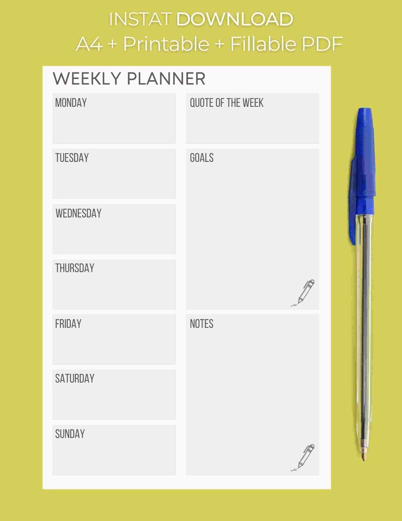 Aesthetic Minimalist Weekly Planner Printable Digital PDF - Etsy