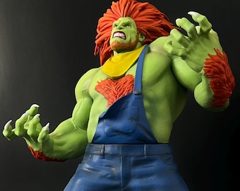 Street Fighter 6 - Blanka Figure - 25 cm Handmade 3D Printed Statue | Hand-Painted Collectible Figure