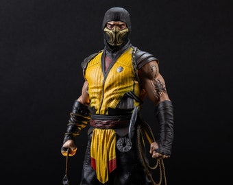 Figura de Scorpion de Mortal Kombat: Impresión 3D pintada a mano, estatua de 25 cm.
