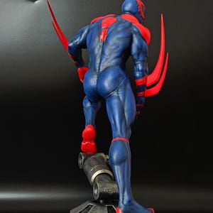 Back view showing paint details of 3D printed Spider-Man 2099