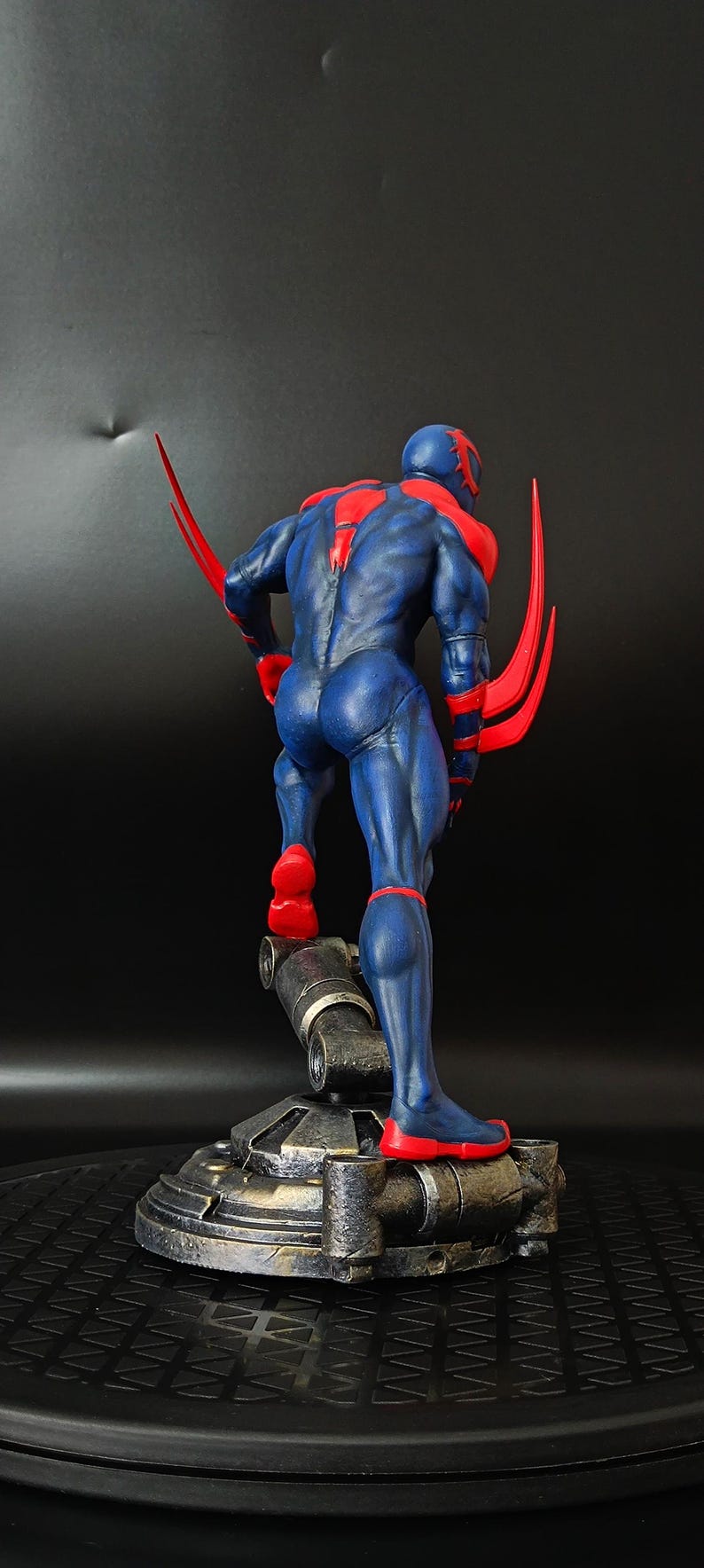 Back view showing paint details of 3D printed Spider-Man 2099