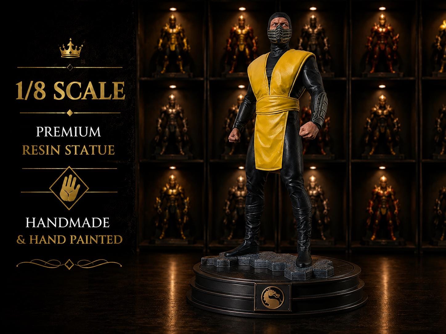 Mortal Kombat 1995 Scorpion Figure – 25cm Hand-painted 3D Printed