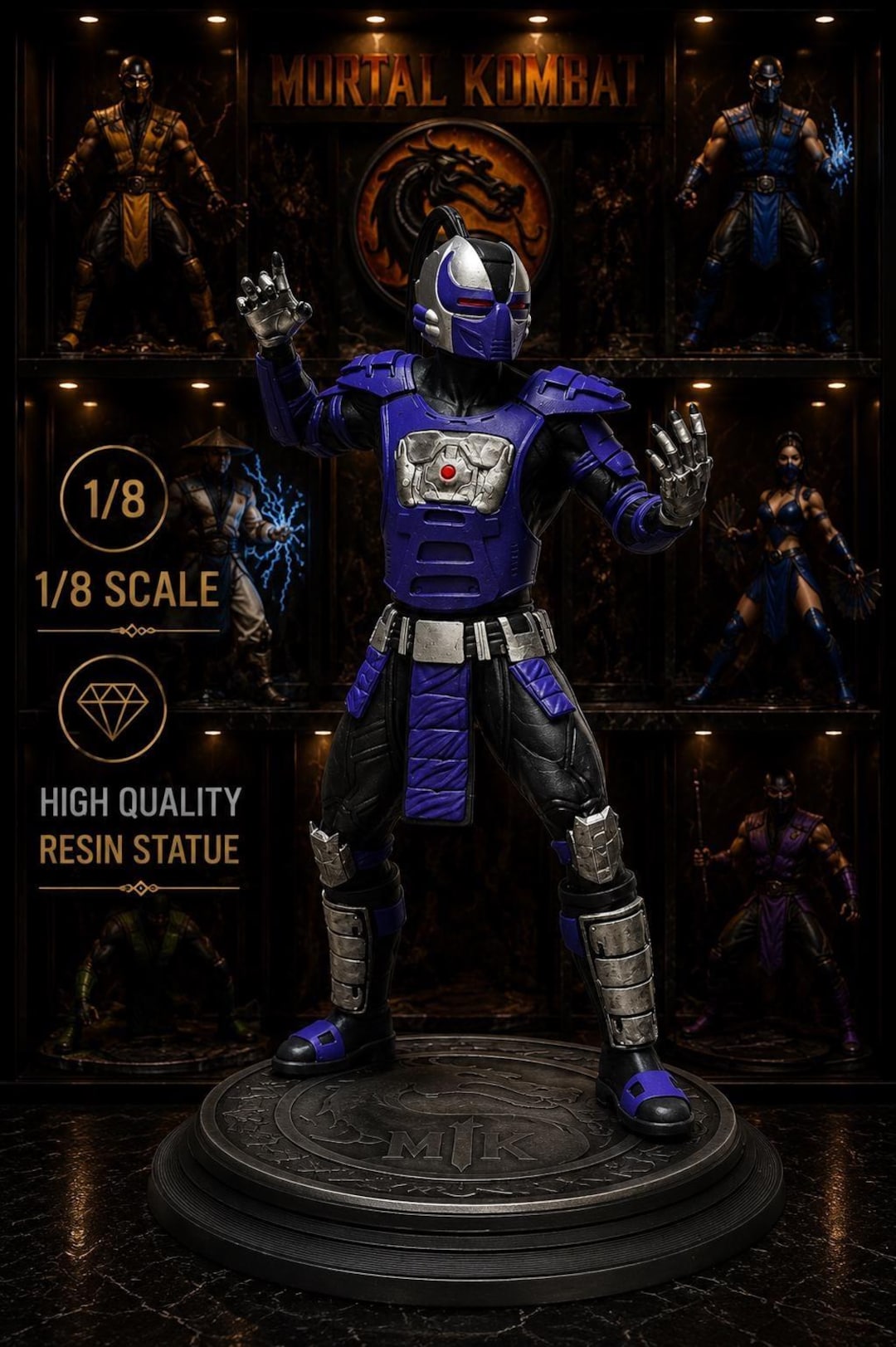 Hand-painted Mortal Kombat Smoke Figure: 3D Printed Collectible