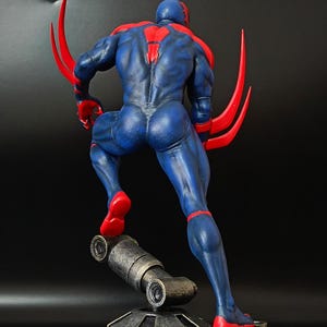 Back view showing paint details of 3D printed Spider-Man 2099