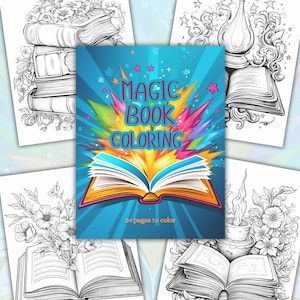 Magic Book Coloring Pages: 24 Fantasy Printable Designs (PDF)