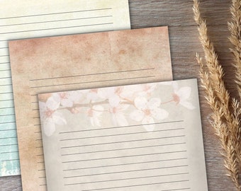 Carta da lettere a righe in stile vintage: cancelleria rustica stampabile (PDF)