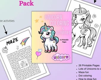 Unicorn Coloring & Activity Book: Puzzles, Mazes, Drawing (PDF)