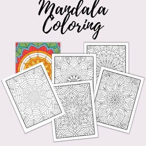 May include: A set of 30 printable mandala coloring pages. The pages feature intricate designs with geometric patterns. The text "Take time out to color one today" and "30 to print and color" are included in the image.