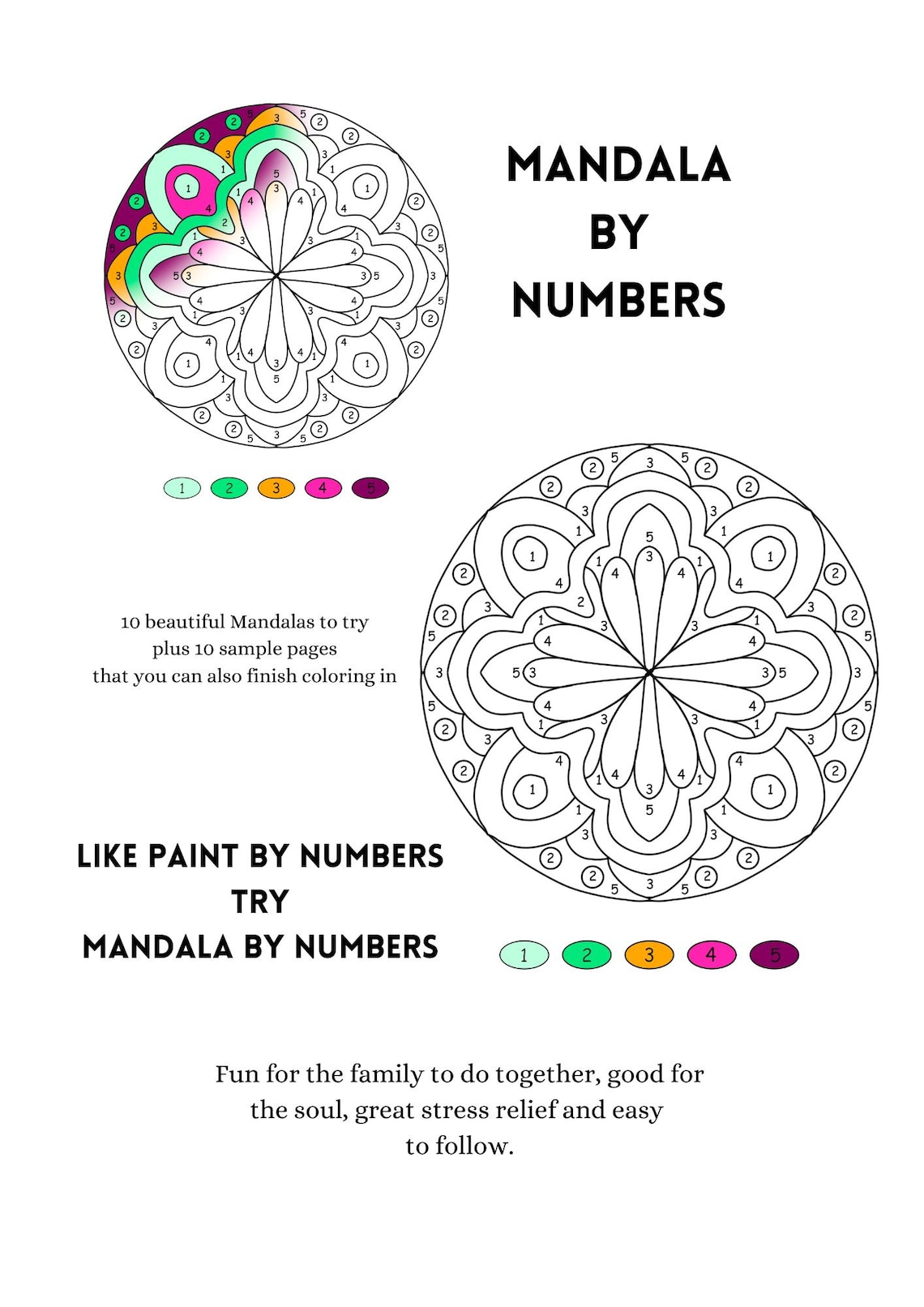 Mandala by Numbers Printable Mandalas Like Paint by Numbers - Etsy