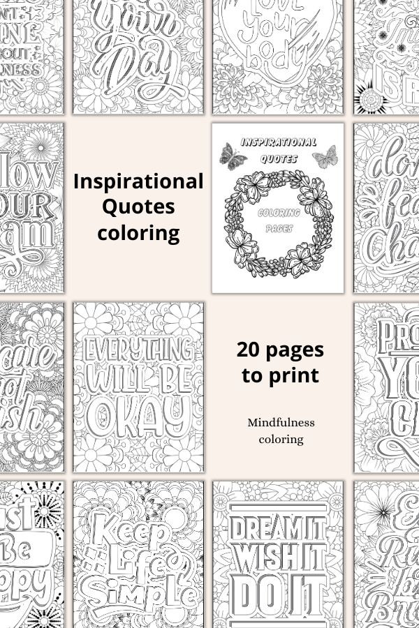 Inspirational Quotes Coloring Pages, Mindfulness Coloring, Inspiring ...