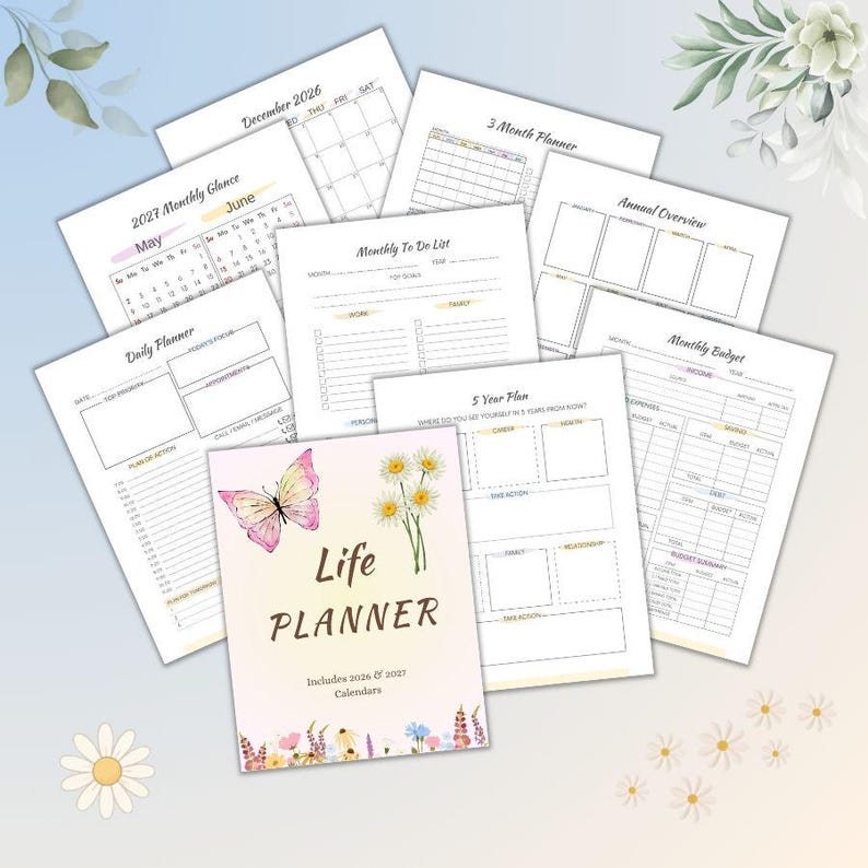 Life Planner Printable Bundle – Daily, Weekly, Monthly Organizer (2026 ...