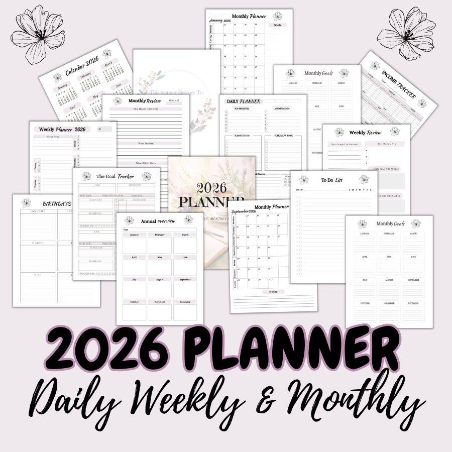 Planner: Daily, Weekly, Monthly and 2026 Calendar (editable Canva ...