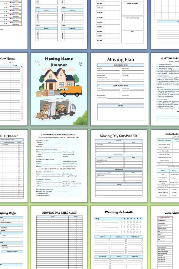 Moving Home Planner, Checklist, Budget Sheet, New Address Info. 22 ...