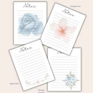 Editable Note Paper, PDF, Pretty Printable Notepapers, Editable ...