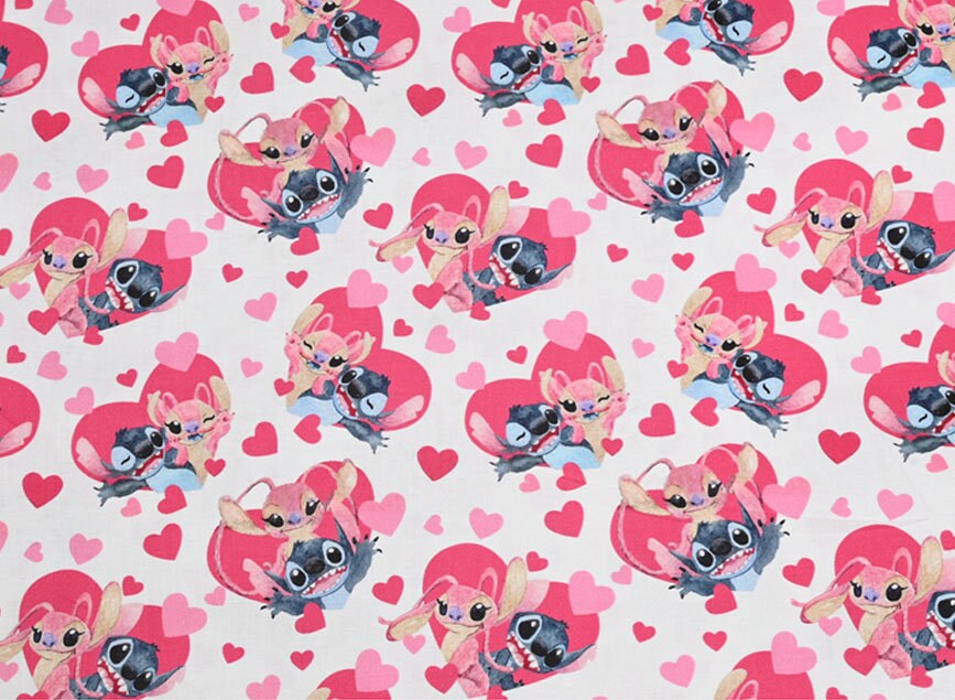 Stitch and Angel Fabric Blue Pink Koala Cartoon Fabric Etsy Australia