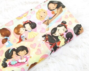 Sweet Disney Couple Fabric, Princess Fabric, Cartoon Fabric, Cotton Fabric by the half yard