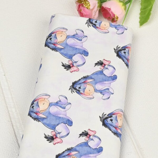 Disney's Winnie the Pooh Eeyore Fabric, Cartoon Fabric, Cotton Fabric by the half yard