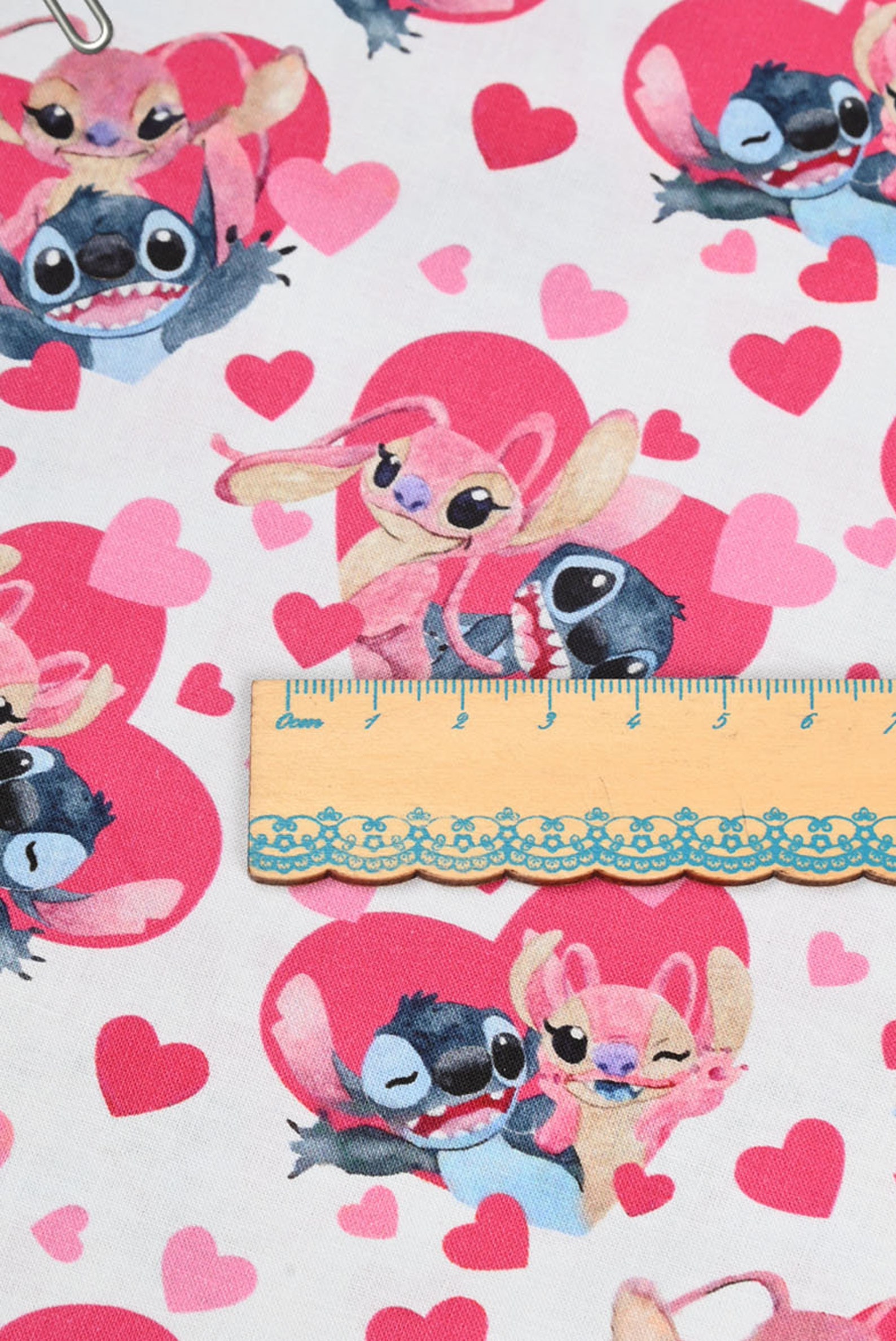 Stitch and Angel Fabric Blue Pink Koala Cartoon Fabric Etsy